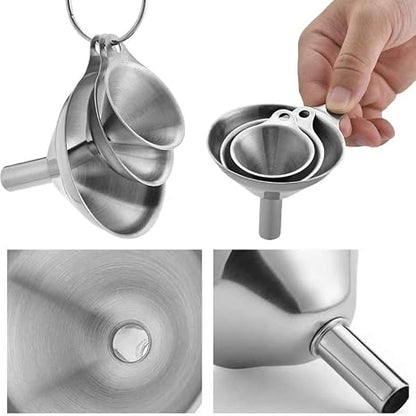 Stainless Steel Funnels, Set of 3