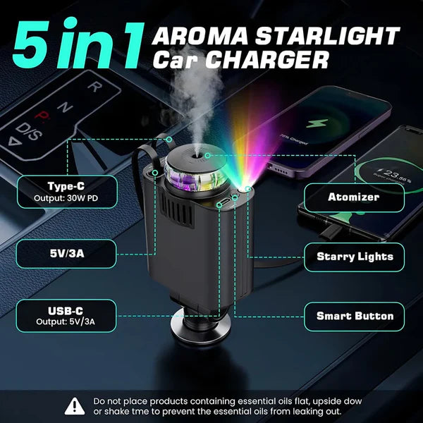 5-in-1 Charger & Aroma Diffuser & Starlight Ceiling