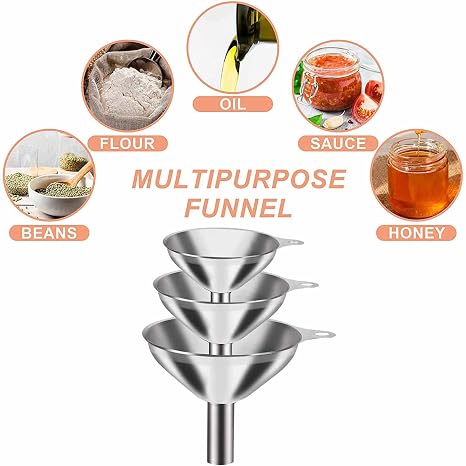 Stainless Steel Funnels, Set of 3