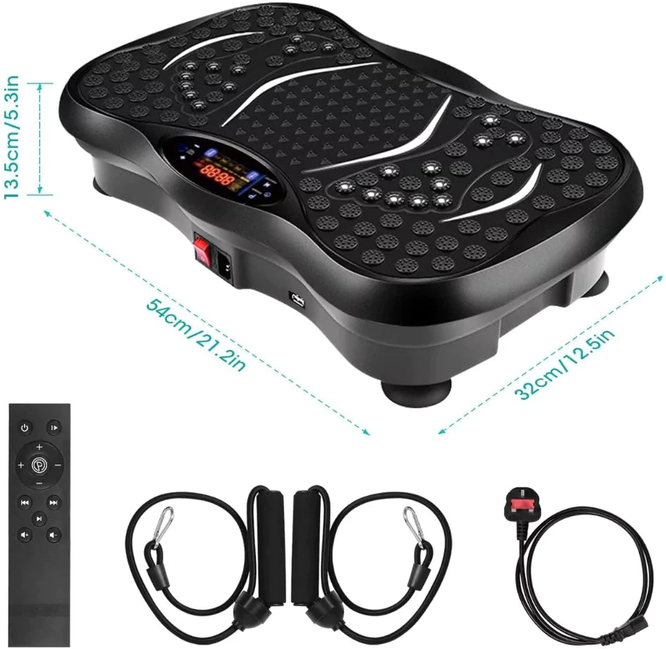 Max Strength Vibration Plate with Remote Control and LED Display, Black with Bluetooth