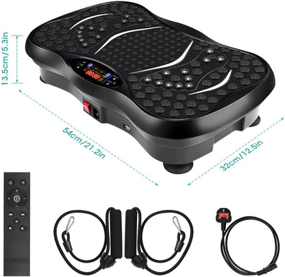 Max Strength Vibration Plate with Remote Control and LED Display, Black with Bluetooth
