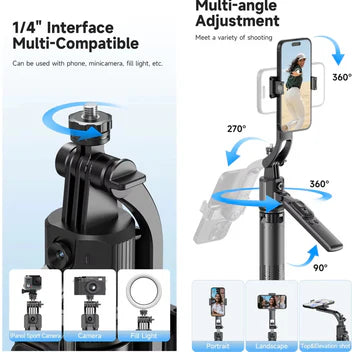 AI Face Tracking Quadrapod Gimbal With 360-Degree Rotation and Adjustable Height