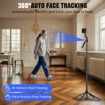 AI Face Tracking Quadrapod Gimbal With 360-Degree Rotation and Adjustable Height