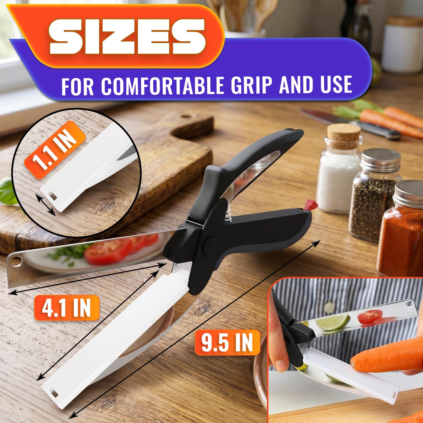 2 in 1 Kitchen Scissors for Food – Stainless Steel 9.5"