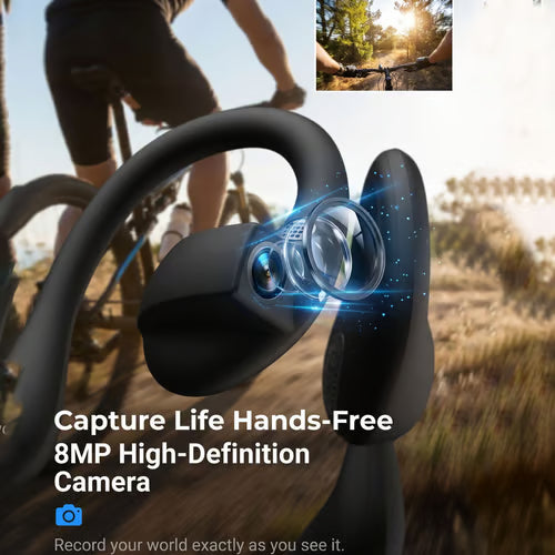 8MP Smart Camera Open-Ear Headset – POV Video, Calls & AI Assistance