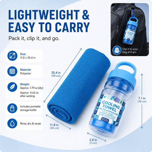Cold Sweat Towel You Can Use Anywhere, Anytime! Reusable Soft Absorbent Cooling Portable