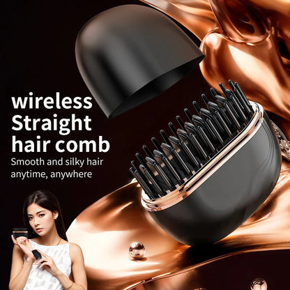 Mini Hair Straightening Comb Wireless Charging Portable Multifunctional